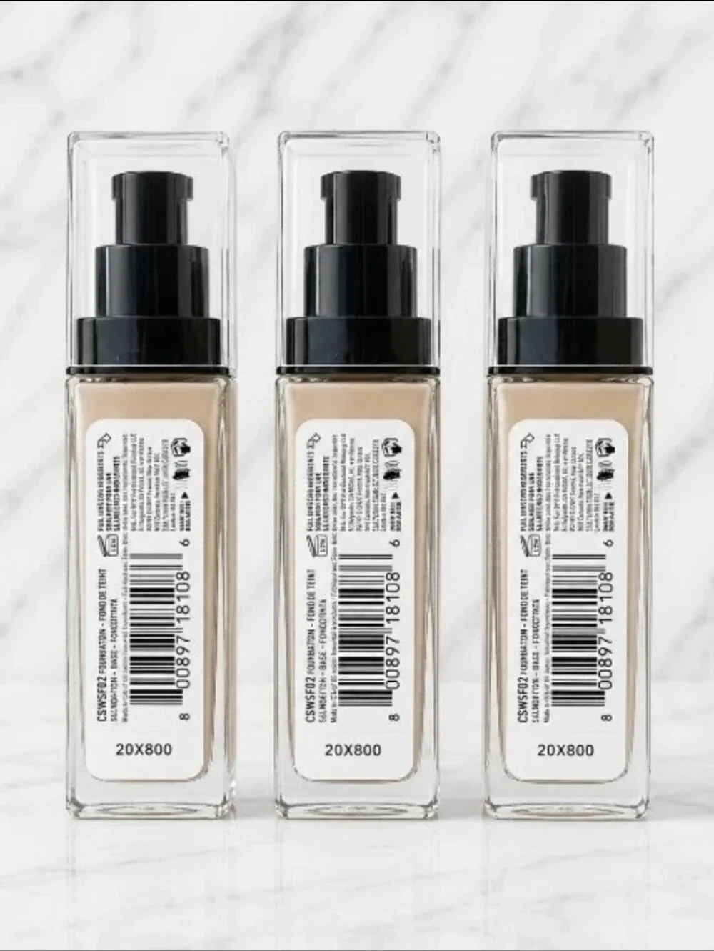 3 x NYX ALABASTER Can't Stop Won’t Stop Foundation 24 Hour Matte Finish 1oz each